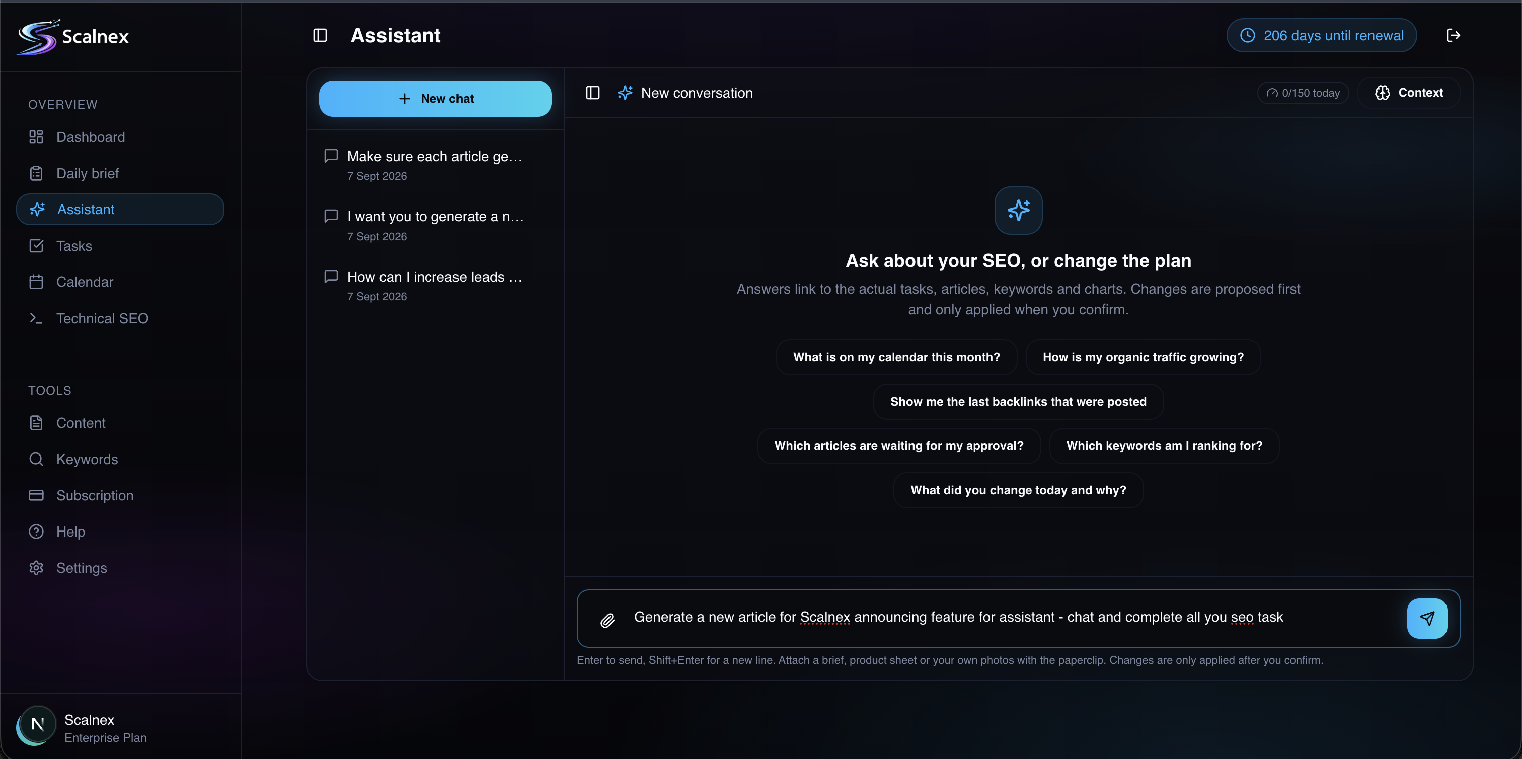 Scalnex dashboard